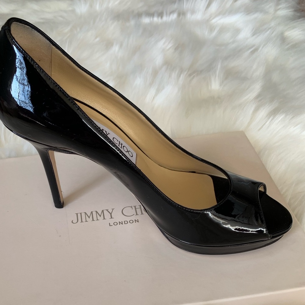 Jimmy Choo Luna Black peep toe